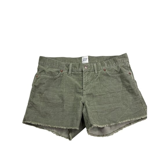 Gap Womens Corduroy Frayed Cut Off Raw Hem Shorts Size 6 Olive Green - Picture 1 of 7